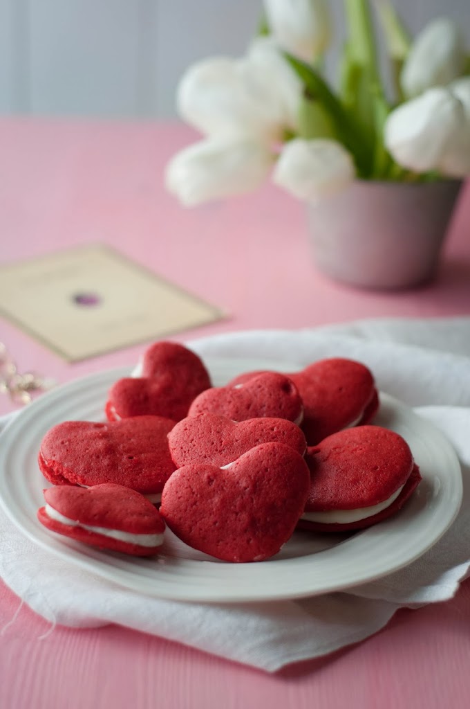 Herz Red Velvet Whoopie Pies Valentinstag Valentines Day Birds Like Cake